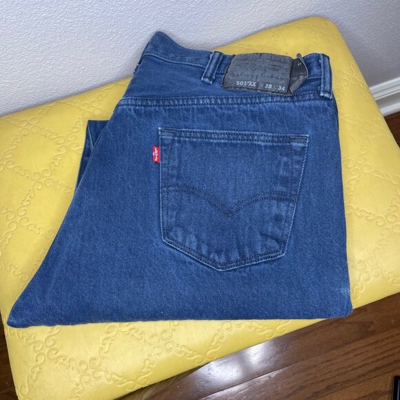 Levi’s 501XX Jeans Button Fly Size 38 100% Cotton Blue Faded Denim Straight Leg - Picture 11 of 11